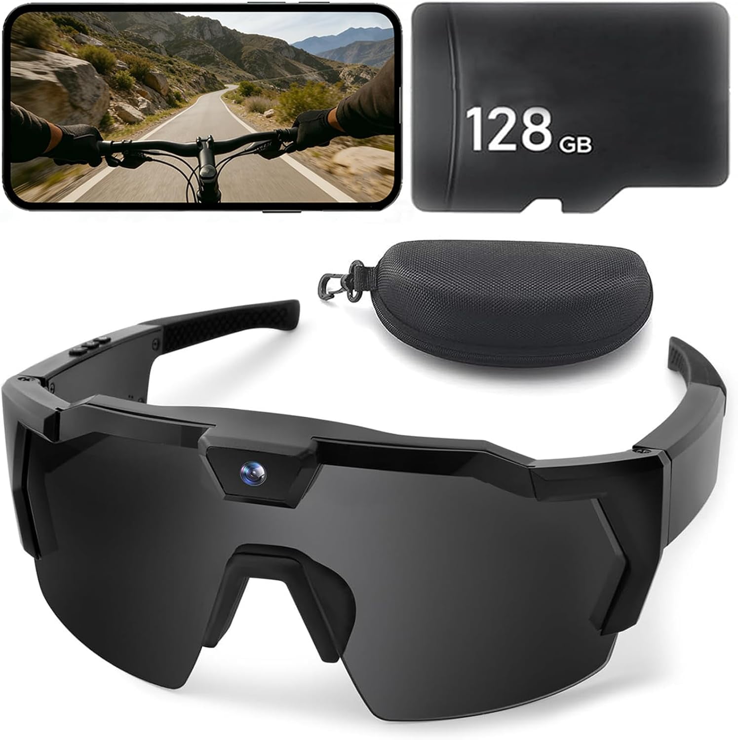 4K HD POV Baseball Glasses with Camera, Upgrade Smart Video Recording Glasses, Lightweight and Ultra-Long Sports Recording Action Audio Camera Sunglasses