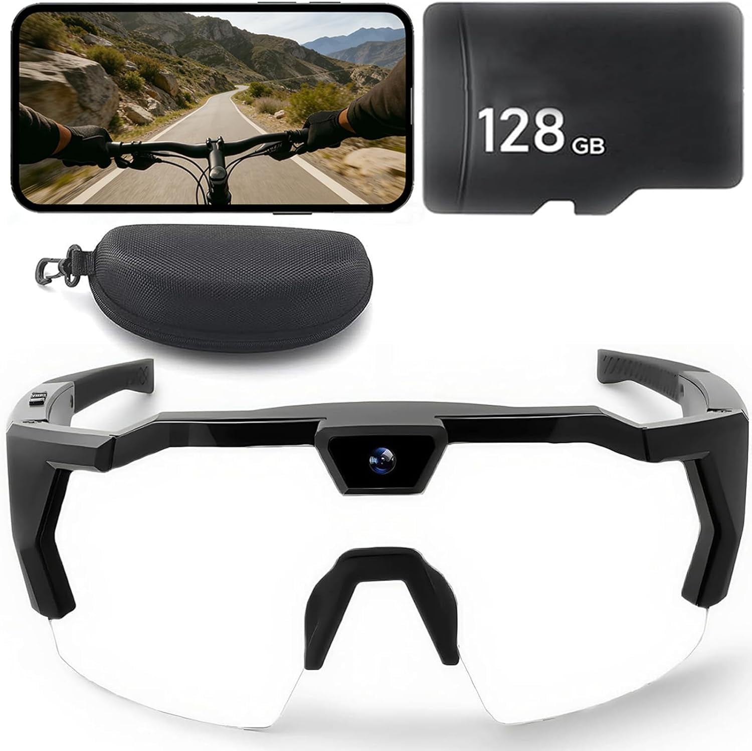 4K HD POV Baseball Glasses with Camera, Upgrade Smart Video Recording Glasses, Lightweight and Ultra-Long Sports Recording Action Audio Camera Sunglasses