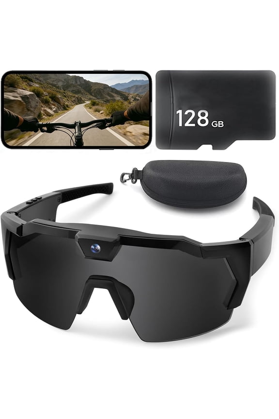 4K HD POV Baseball Glasses with Camera, Upgrade Smart Video Recording Glasses, Lightweight and Ultra-Long Sports Recording Action Audio Camera Sunglasses