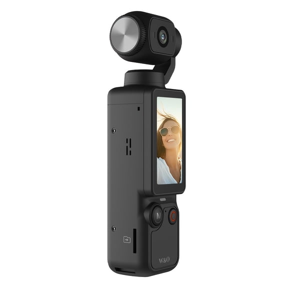 4K HD Pocket Camera with 1.9" Rotating Screen, 32GB Card, USB-C, Stabilization, Auto Focus for Vlogging, Cycling, Travel