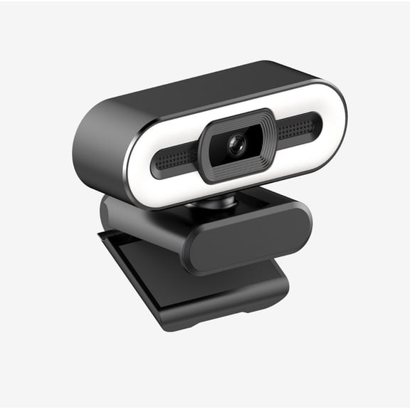 4K HD USB Webcam with Ring Light, 3-Level Fill Light, Dual Mics, 105 Wide Angle, Plug and Play
