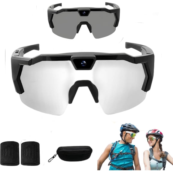 4K HD Video Camera Baseball Glasses—2026 Upgrade Smart Video POV Sports Glasses, Recording Action Softball Sunglasses with Memory Cameras for Men Women (1pc-Transparent to Black)