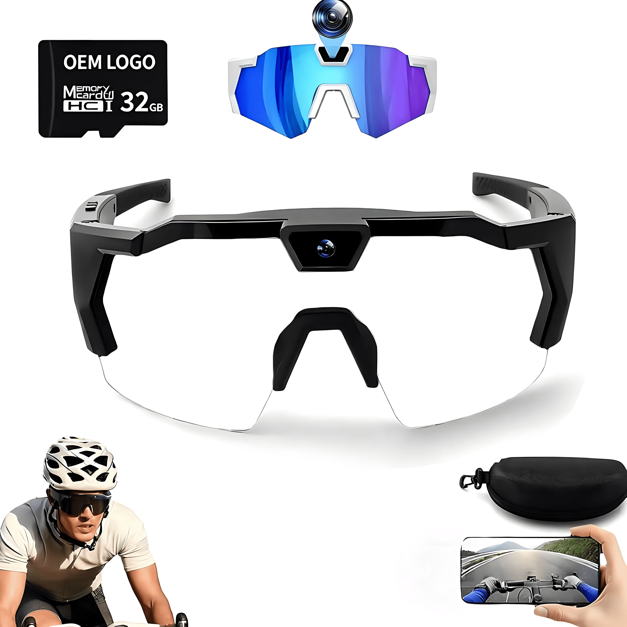 4K HD Video Camera Baseball Glasses with Camera POV Pro Sports Glasses Recording Action Cameras Sunglasses 2026 Upgrade Smart Video Recording Glasses for Action Sports with Memory (Black C)
