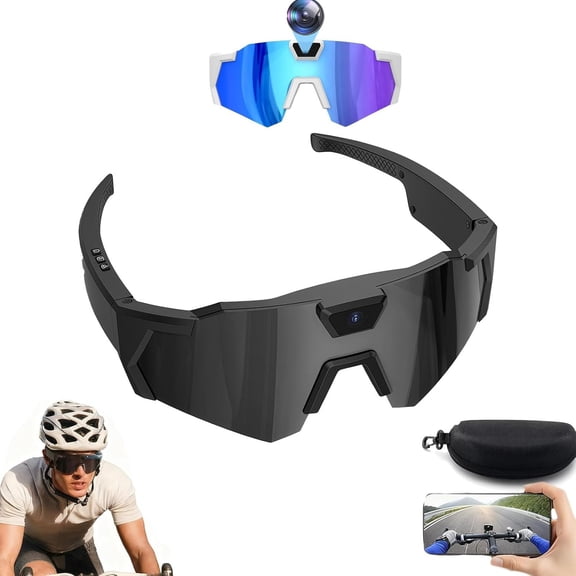 4K HD Video Camera Baseball Glasses with Camera POV Pro Sports Glasses Recording Action Cameras Sunglasses 2026 Upgrade Smart Video Recording Glasses for Action Sports with Memory (Black B)