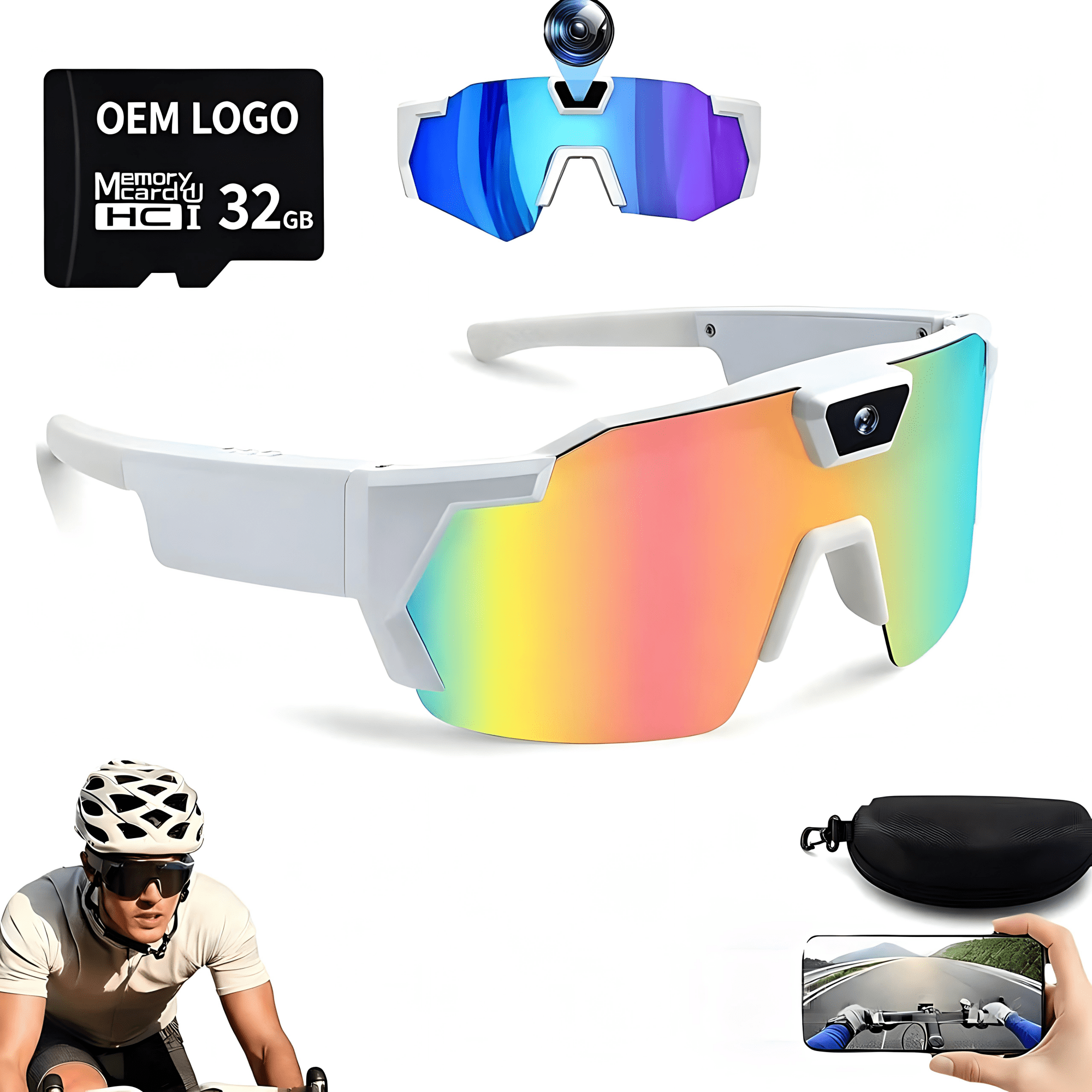 4K HD Video Camera Baseball Glasses with Camera Pro Sports Glasses Recording Action Cameras Sunglasses 2026 Upgrade Smart Video Recording Glasses for Action Sports with Memory (White B)