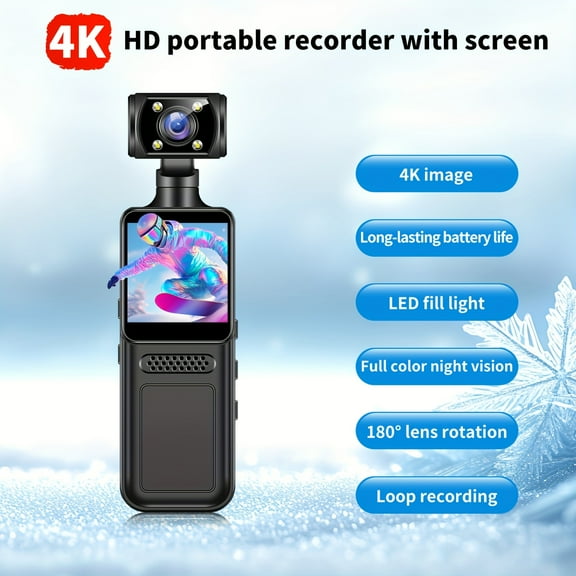 4K HD Vlogging Camera with 1.3" CMOS Sensor, USB Rechargeable, 180 Flip Action Cam for Live Stream & Outdoor | Gift for Couples, Students, Easter (No SD Card),