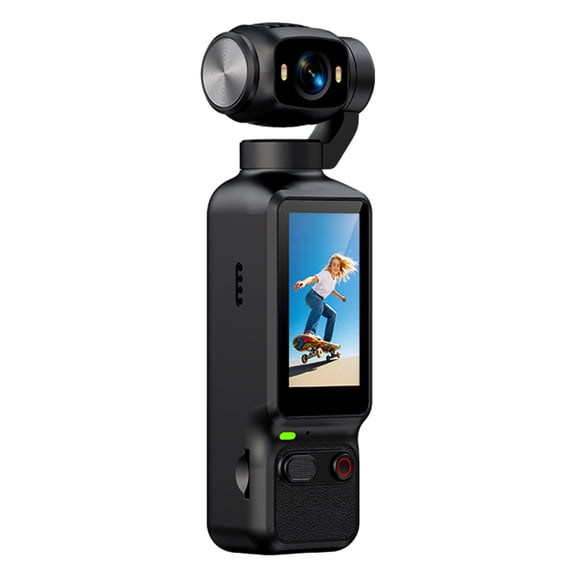4K HD Vlogging Camera, 180° Rotation Lens Handheld Action Camera, Built-in Fill Light Long Battery Life (Black)