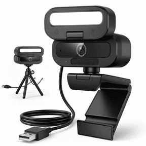 Byseng 4K Webcam with Ring Light, 60FPS USB Web Camera with Dual Noise-Canceling Microphones, Autofocus, 360 Rotation, Plug & Play for Zoom, Streaming & Video Calls