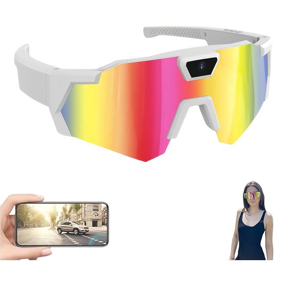 4K HD first-person view sports glasses (with camera), baseball glasses, smart camera glasses, suitable for outdoor sports.