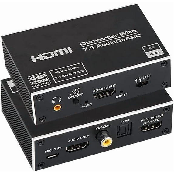 4K HDMI Audio Extractor Splitter,AUBEAMTO HDMI to HDMI + Optical Toslink SPDIF + 3.5mm Audio Jack + Coaxial + 7.1Ch HDMI Audio Support ARC and eARC Function