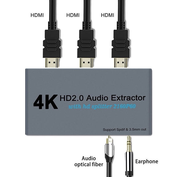 4K HDMI Audio Extractor/Splitter - HDMI 1x2, SPDIF, 3.5mm, HDCP 2.2