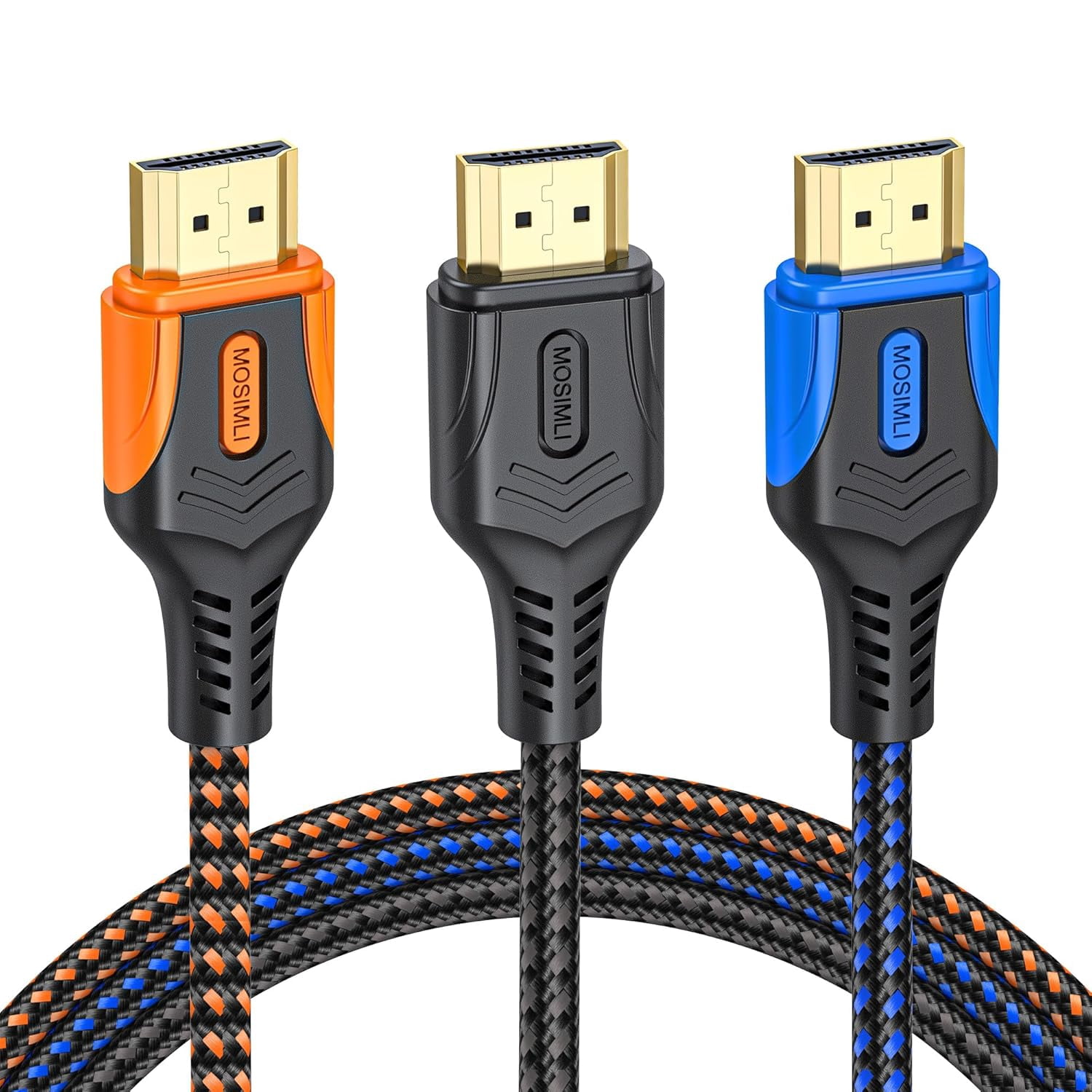 4K HDMI Cable 3FT 3-Pack, High Speed 18Gbps 2.0 with Braided Nylon, Support 4K@60Hz & 2K@240Hz, ARC, HDR10, Dolby, DTS, HDCP 2.2 for PS5, Soundbar, TV, Monitor, Laptop