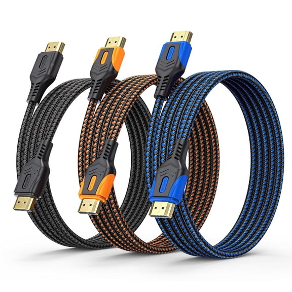 4K HDMI Cable 6FT 3-Pack, High Speed 18Gbps 2.0 with Braided Nylon, Support 4K@60Hz & 2K@240Hz, ARC, HDR10, Dolby, DTS, HDCP 2.2 for Monitor, TV, Soundbar, Laptop, PS5/4/3, Xbox