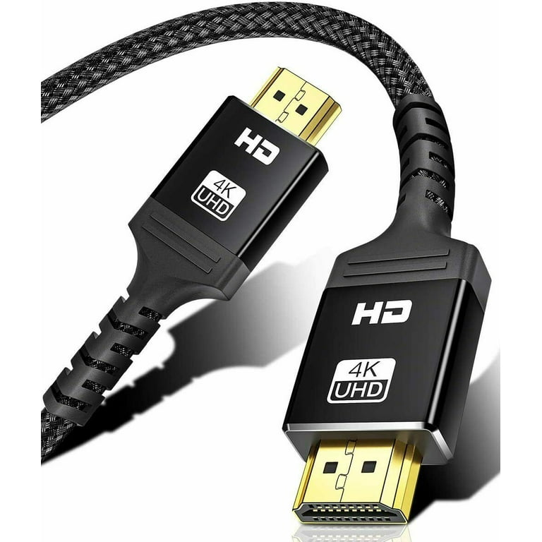4K HDMI Cable HD UHD 1080P Braided Cord For PS4 PS5 TV BOX  Projector(Black,6ft/2m) 