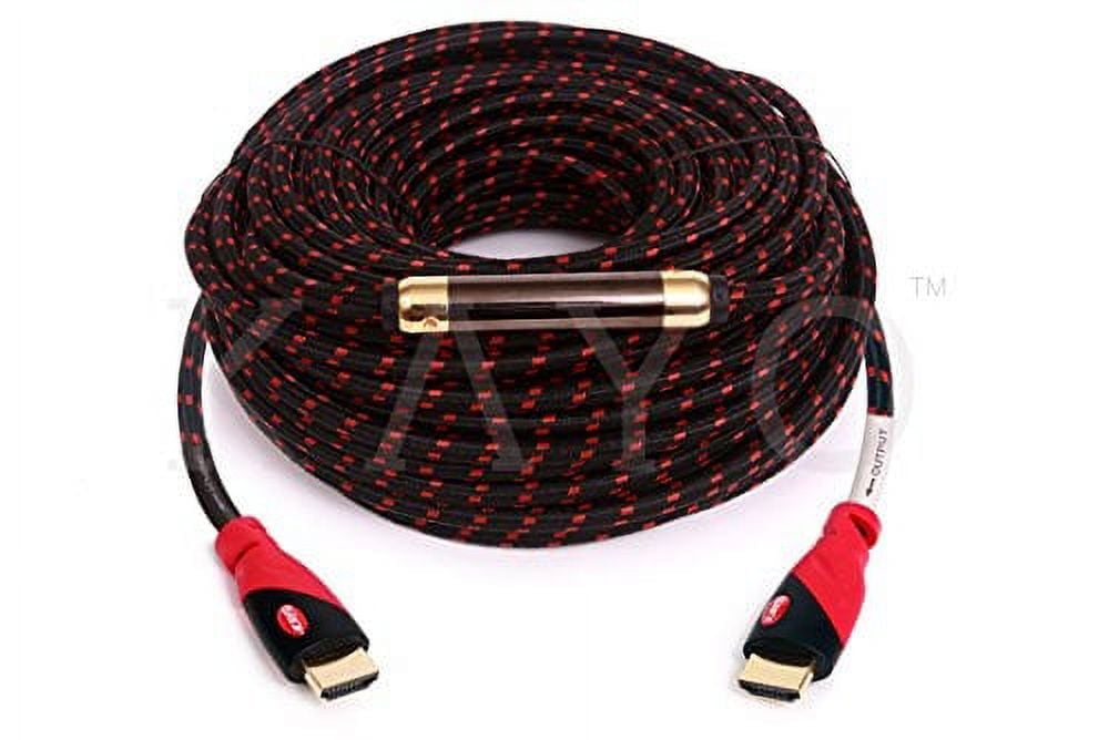 4K HDMI Cable,KAYO High Speed HDMI2.0 Cable CL3 Rated(In-Wall Installation) Cord Supports Full 4K@60Hz,UHD,3D,2160p,1080p,Ethernet,ARC,Blu-Ray,PS3,PS4,Xbox,Free Cable Tie (100FT + Signal Booster)