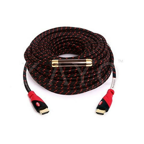 4K HDMI Cable,KAYO High Speed HDMI2.0 Cable CL3 Rated(In-Wall Installation) Cord Supports Full 4K@60Hz,UHD,3D,2160p,1080p,Ethernet,ARC,Blu-Ray,PS3,PS4,Xbox,Free Cable Tie (100FT + Signal Booster)