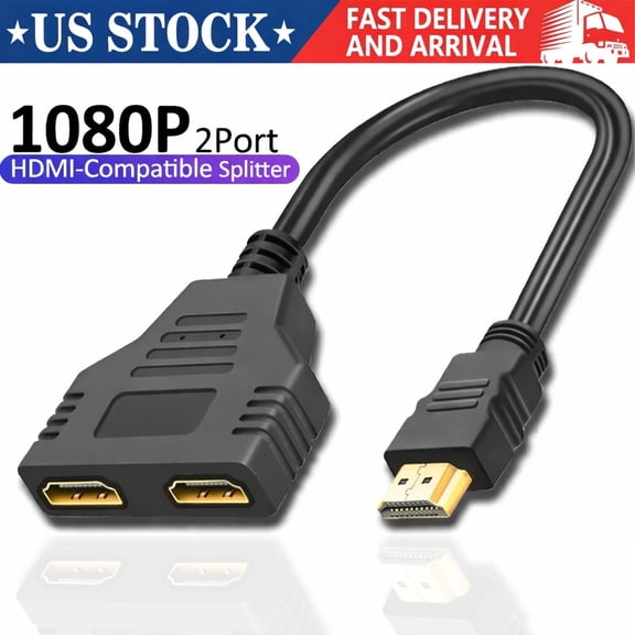4K HDMI Compatible Splitter Adapter 1 Input 2 Output HDMI Male to 2 HDMI Female Adapter
