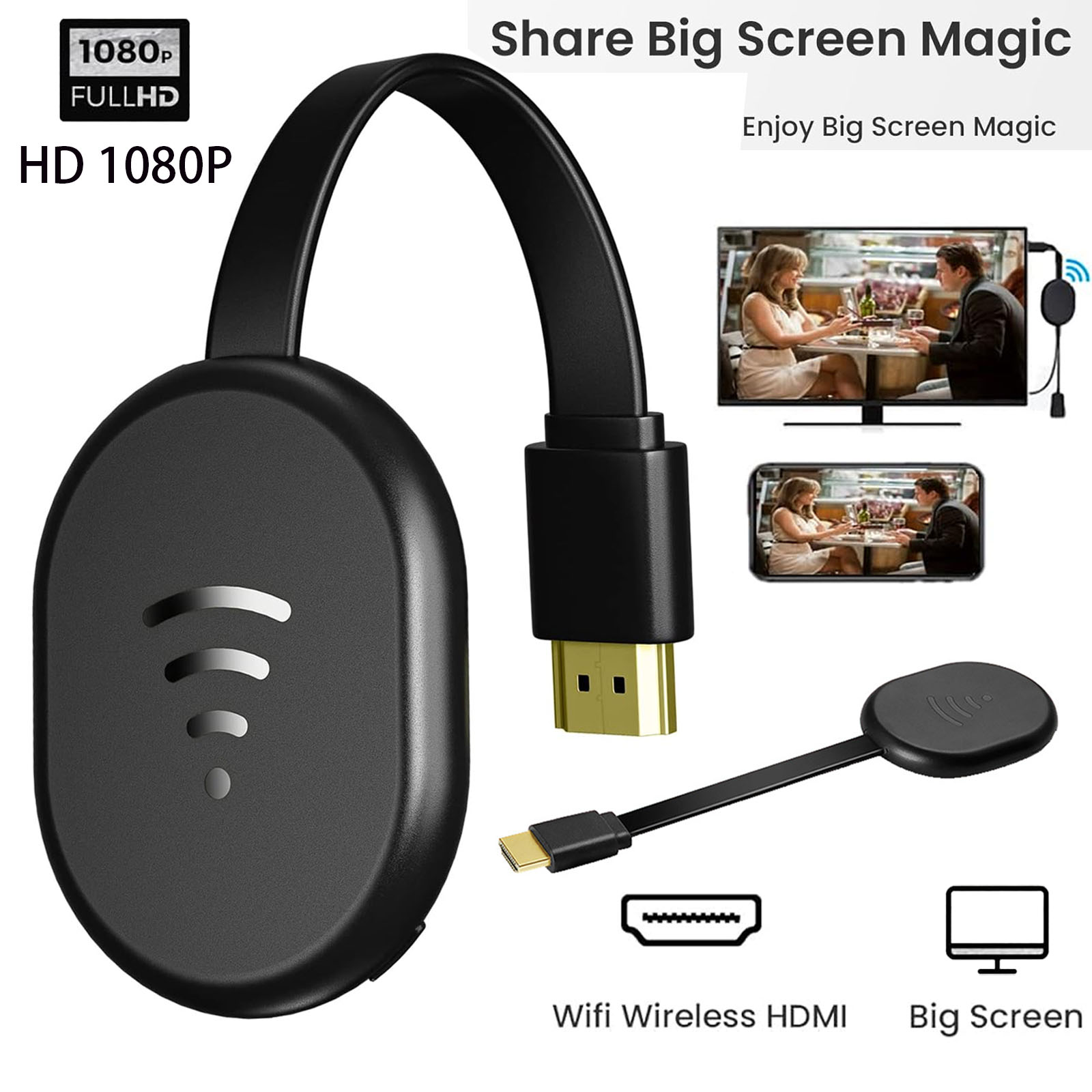 Dongle HDMI Wireless 2.4/5 GHz – Miracast, AirPlay, DLNA, Risoluzione 1080P, Compatibile Con Android, IOS E Windows