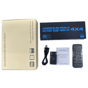 4K HDMI Matrix Switch, 4X4 HDMI Matrix Switcher Splitter with EDID Extractor and IR Remote Control Support HDMI 2.0b, 4K@60Hz