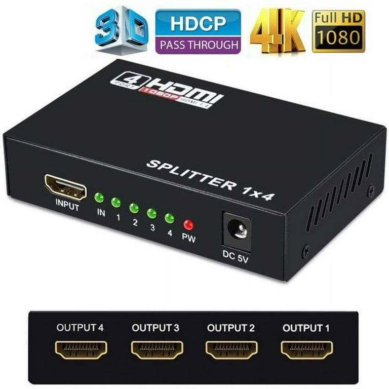 DUPLICADOR HDMI 1X4 HDMI SPLITTER BOX 1 INPUT 4 OUTPUT 1080P 3D