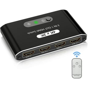 4K 3-in-1-out HDMI Switch, aluminum 3-port HDMI switcher selector, supports 4K@30Hz high-definition 3D 1080P, suitable for Fire Stick, Nintendo Switch, PS3/4, DVD Blu-ray players.