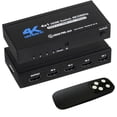 thumbnail image 1 of 4K HDMI Switch 4x1, 4K@60Hz 4 in 1 Out HDMI Switcher Selector with IR Remote Control, Supports HDCP 2.2 UltraHD HDR10 3D HD1080P Dolby DST, HDMI Splitter for PS4 Xbox Apple TV Fire Stick, 1 of 7