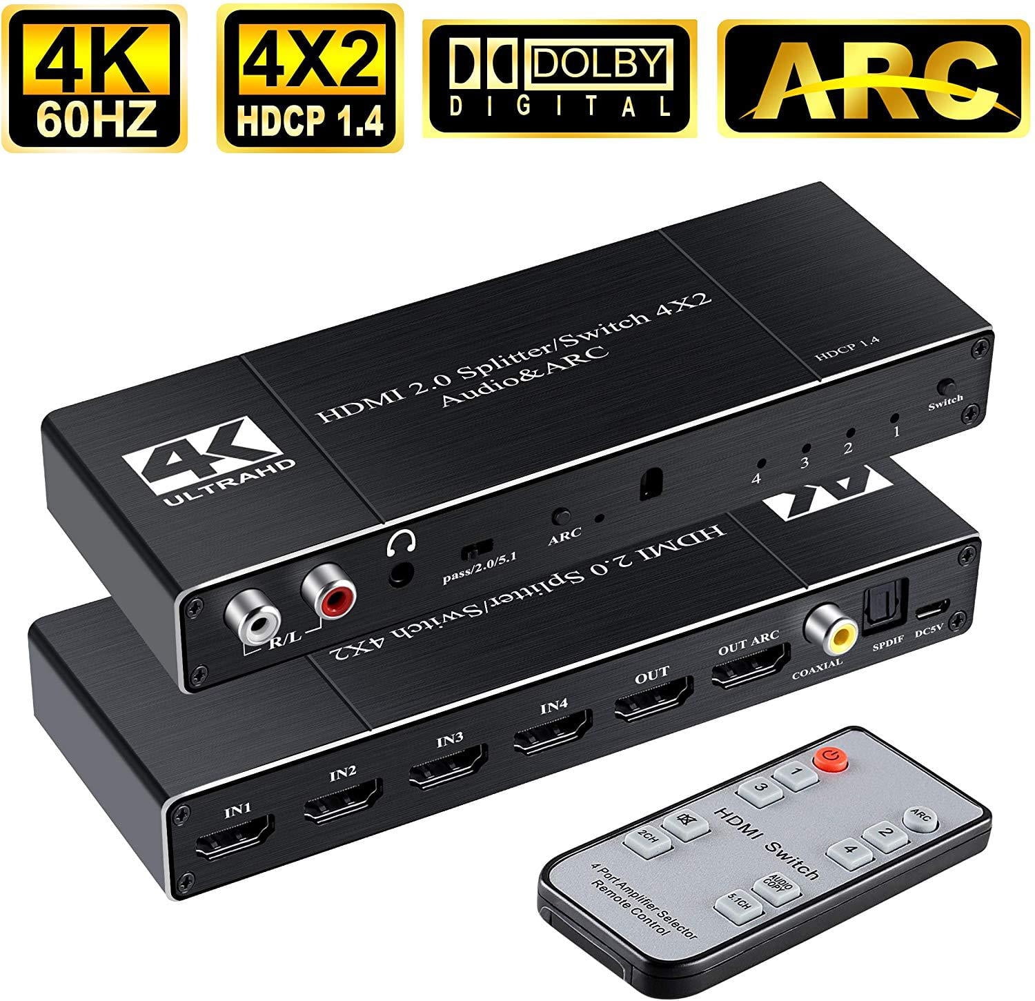 Switch Splitter 4K HDMI Switch Splitter,AUBEAMTO 4 in 2 Out HDMI Switch Splitter ...