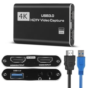 4K HDMI Video Capture Card, Plug & Play USB 3.0 Gaming Capture Card with Microphone - No Driver Needed for PC/Mac, 1080P 60FPS for Nintendo Switch, PS5, PS4, Xbox, OBS Streaming