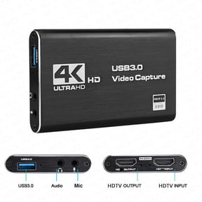 4K HDMI Video Capture Card, USB 3.0 1080P HD Game Capture Recorder Grabber for PC, PS4, OBS, with Audio & Mic Input