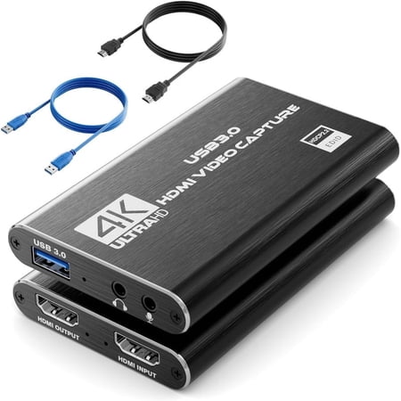 4K HD Video Recording Card, USB3.0 1080P 60fps Game Capture Card for Streaming and Broadcasting, Works with Switch, Xbox Series X/S, Xbox One X/S, PS4, PS5, OBS, Camera, PC