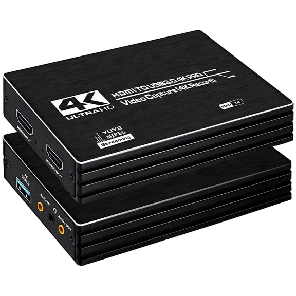 4K HDTV Capture Card, USB 3.0 Game Recorder with Mic Loop Out, 1080P 60FPS for Live Stream, PS5/PS4/Switch/OBS/Camera