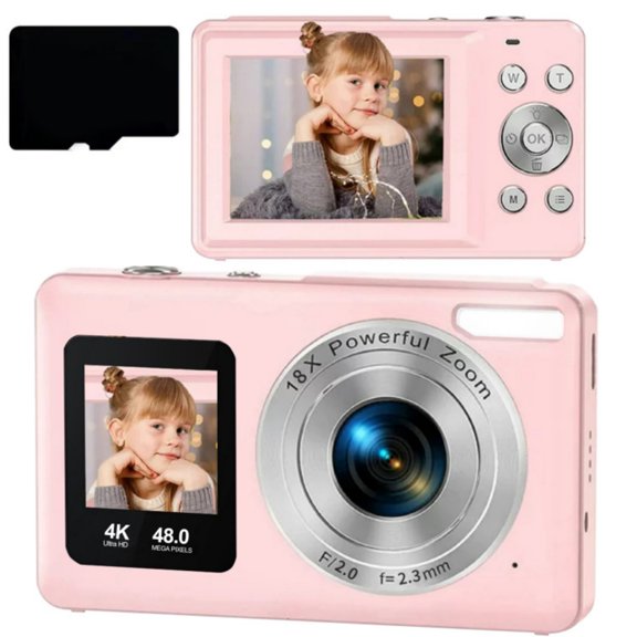 4K High Clear Double Screen Digital Camera With 48MP Sensors 18X Zooming For Selfie And Travel Students,Campus Record