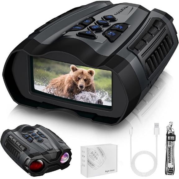 4K IR Night Vision Goggles, 3.5-inch HD LCD Screen Binoculars, 10x Digital Zoom, 1000ft Visible Distance, Outdoor Shooting Camera