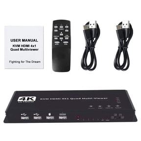 4K KVM HDMI Matrix Multi-Viewer Video Wall Controller 4x1 Quad Seamless Switcher 4 in 1 Out Support 1080P@60Hz with IR Remote