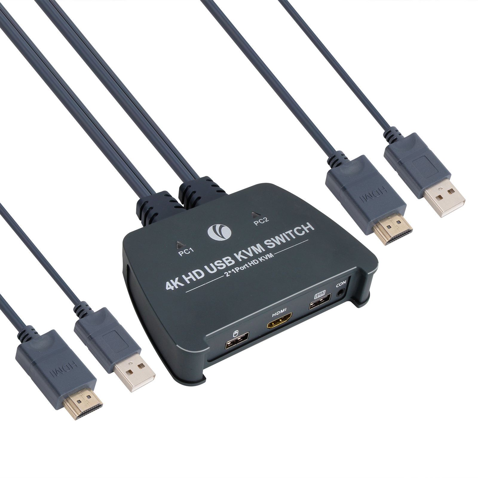 4K KVM Switch HDMI 2 Port, USB HDMI Switcher with Desktop Control for 2 ...
