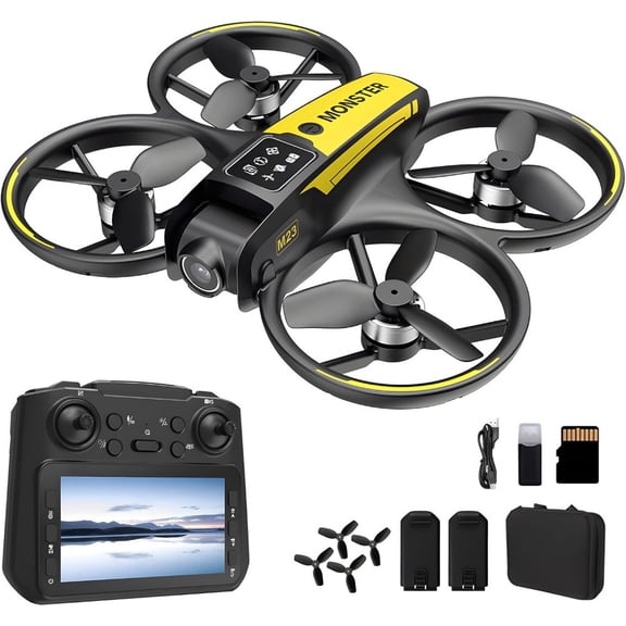 4K Kids Camera Drone with 4.5" Screen Remote, Brushless Motor, FPV Flight, Dual Batteries, Foldable RC Quadcopter
