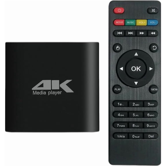 4K Media Player for USB Drive & MicroSD, Ultra HD Digital Signage Player with HDMI/AV Output, H.265 H.264 MKV MP4 Video, MP3 Music, JPG Photo, Auto Play & Resume, Loop Playback