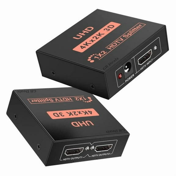 4K Mini 2-Port HD Splitter 1x2 Audio Video Switching Distributor Supports 4k*2k 3D Full HD 1080P Splitter for HDTV/Laptop etc. (Black)