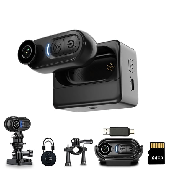 4K Mini Body Camera 64GB Thumb Size Portable Wearable Sports Camera Suitable for Travel Cycling Sports Pets Outdoor Adventure Video Recording