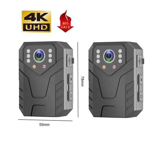 4K Mini Body Camera Full HD 1080P 2 Inch IPS Touch Screen Night Vision Video Recorder Security Guard Police Body Mini Cam ,Ultra HD