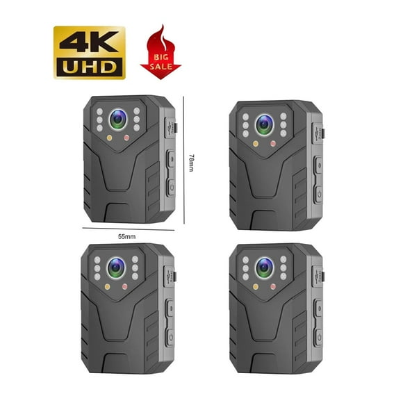 4K Mini Body Camera Full HD 1080P 2 Inch IPS Touch Screen Night Vision Video Recorder Security Guard Police Body Mini Cam