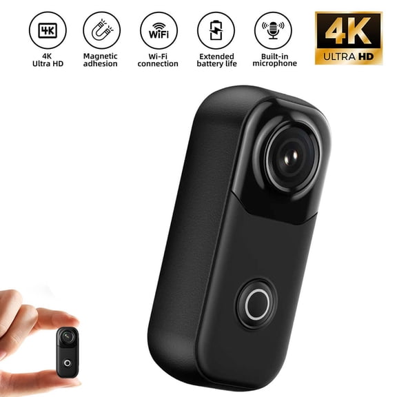 4K Mini Body Camera,POV Cam Action Camera with WiFi,EIS Stabilization,Magnetic Mount,Hands-Free Recording Sports Helmet Camera for Cycling Motorcycle Vlog