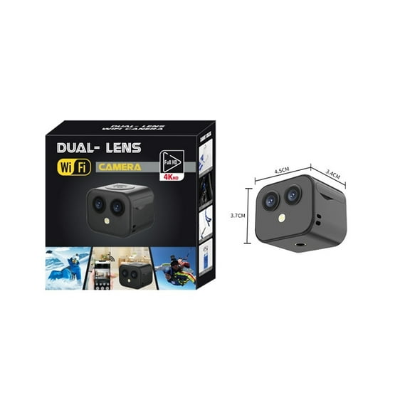 4K Mini Camera Wireless Micro Dual Surveillance Cam IP Hotspot Night Vision Smart Home Sports Monitor Built-in Battery ,Live Streaming Capability