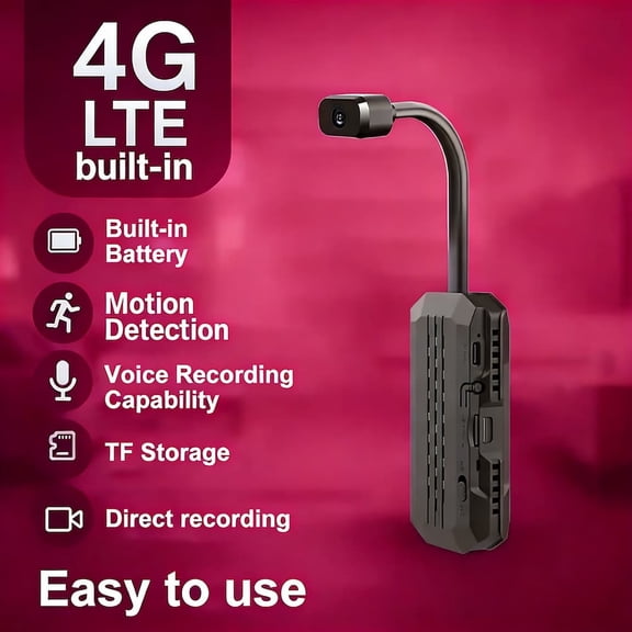 4K Mini Smart Camera with PIR Motion Detection, Night Vision, SIM/SD Storage for Home/Office/Pet Monitoring, Indoor Surveillance System with Real-Time Alerts & App