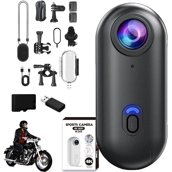 4K Mini Wearable Body Adventure Action Cameras, 2026 New Portable 1080P POV pro Camera with Audio, 360° Motorcycle Camera, Compact Magnetic Hands Free Cameras with Accessories (Premium Black,128G)