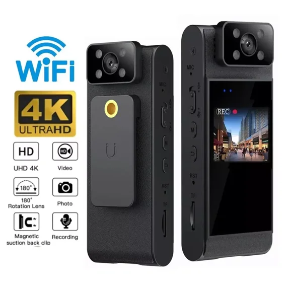 4K Mini WiFi Camera Camcorder Audio Recorder Night Vision Police Body Worn Cam