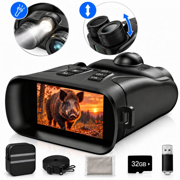 4K Night Vision Binoculars-8x Infrared Night Vision Googles 5000mAh Large Battery, 3'' Screen-Adults Binoculars for Day and Night Hunting Camping,Wildlife & Surveillance