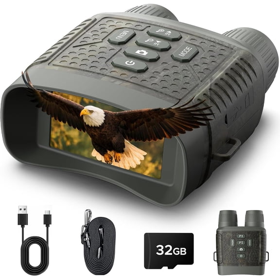 4K Night Vision Goggles, Night Vision Binoculars with 3? Screen, 10X Digital Zoom, Binoculars, 5000mAh Rechargeable , 32GB Card Included Tech Gadgets Telescope, Gifts for Men