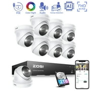 4K PoE Security Camera System, AI Human Detection, ZOSI 4K 8CH NVR with 4TB HDD for 24/7 Recording, 8pcs 4K Outdoor Spotlight PoE IP Cameras with Two Way Audio, Home Security