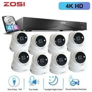 4K PoE Security Camera System, ZOSI 16 Port 24CH 4K CCTV Security Camera System with 4TB HDD, AI Face Human Vehicle Detection, Color Night Vision,8MP Outdoor PoE IP Cameras for Home Business